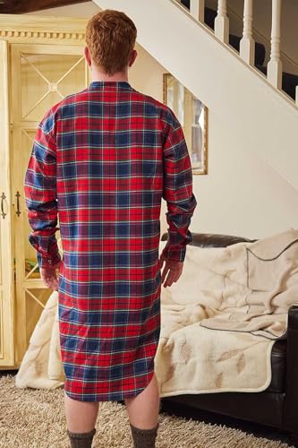 Ireland Men's Genuine Irish Cotton Flannel Nightshirt (Large, Eskra Maroon)4