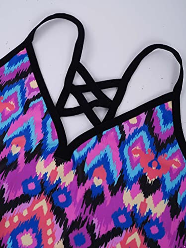 Image of ranrann Girls 3 PCS Floral Printed Tops with with Bottoms Shorts Set Swimwear Swimsuit Bathing Suit