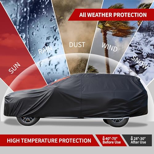 Image of Car Covers for Automobiles, 6 Layers Car Cover Waterproof All Weather, Outdoor Car Cover Sun UV Rain Snow Wind Protection, Full Exterior Cover Fit for 189 inch(189 * 73 * 65 inch) SUV