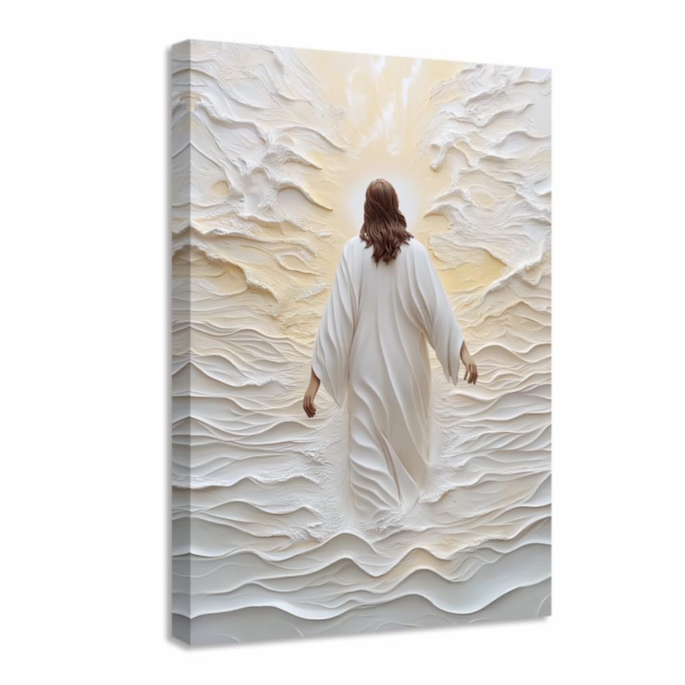 LMYSXAOZ Jesus Christ Wall Art Religious Pictures God Canvas Prints Christian Framed Artwork Bible Stories Painting Church Christmas Decorations(Yellow,16L x 20W)