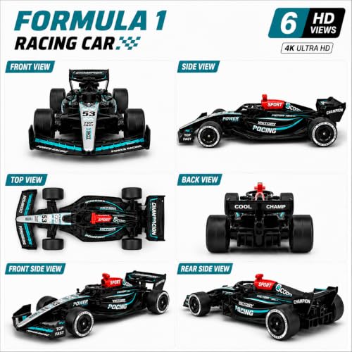 Image of Mercedes-AMG F1 W15 Pull Back Race Car Toy, 1:36 Scale Die-Cast Metal Formula Racing Car Model, Pull Back Action Toy Car for Kids Boys Girls 3+ & Racing Enthusiasts (Black with Blue)