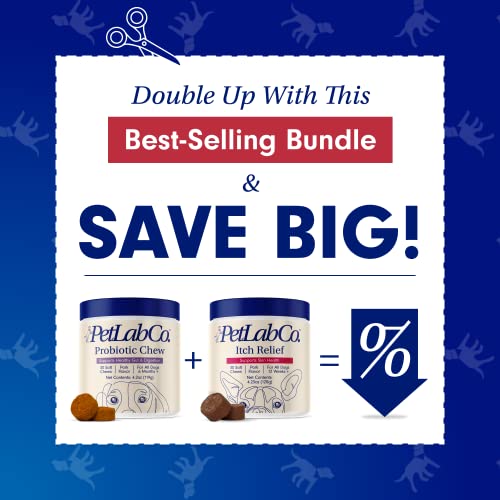 Petlab Co - Dog Itchy Skin Bundle: Soft Chew Dog Probiotics For Gut Health, Itchy Skin, Seasonal Allergies 30 Count & Dog Itch Relief Chews For Dry, Itchy Skin & Coats 30 Count #TOP3