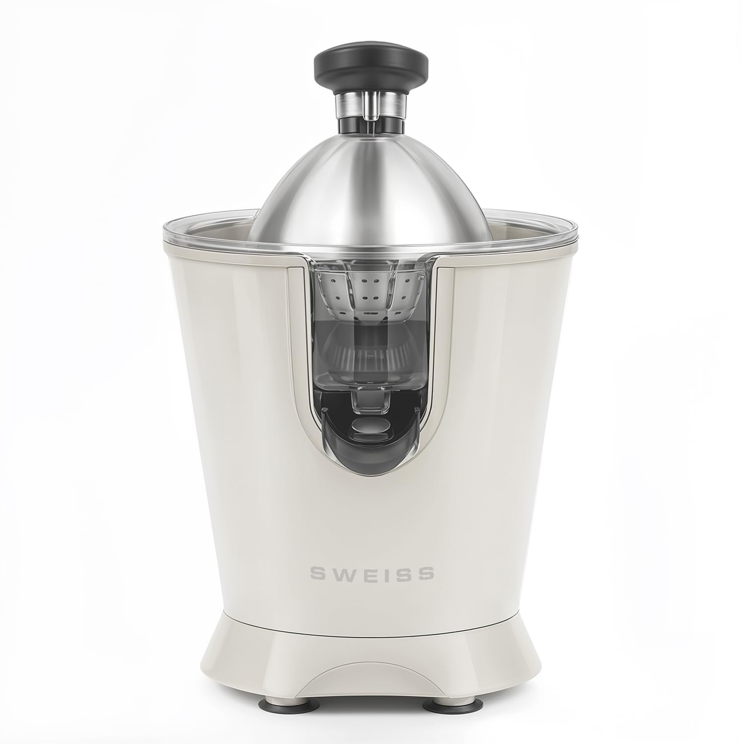 SWEISS Presse-agrumes électrique professionnel ZEST8, Bec verseur anti-gouttes, Compatible lave-vaisselle, Appareil silencieux, Bras articulé puissant 160W, Beige