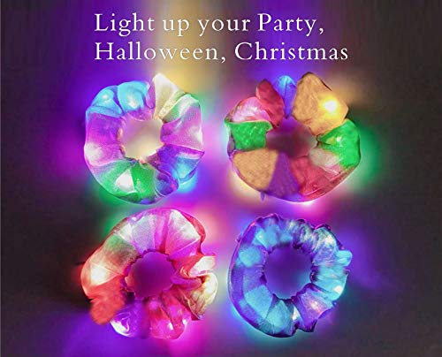 Hair Scrunchies-Led Light Hair Ties Premium Soft Elastic Hair Bands-Multiple Light Modes Hair Ties Clips Accessories For Women/Girls Party Birthday Halloween Christmas New Year 8 Pack-Mermaid #TOP2