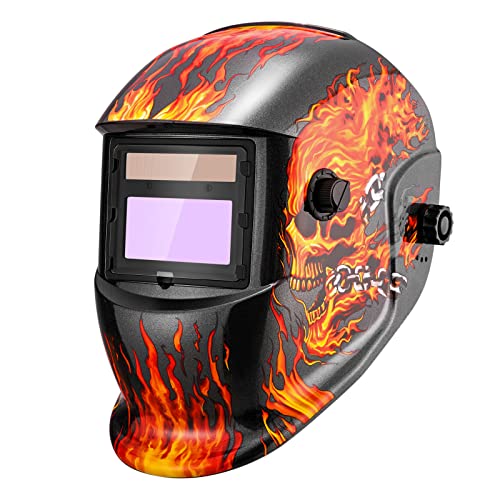SILVEL Welding Helmet Solar Powered Auto Darkening Hood with Adjustable Shade Range 4/9-13 for Mig Tig Arc Welder Mask