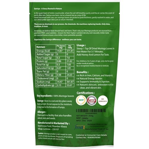 Image of Moringa Powder Organic India - 350g, Pure Natural Moringa Leaves powder, Ayurvedic Superfood for Naturally Boost Energy Levels, Immunity, Boost Energy Level & Digestion
