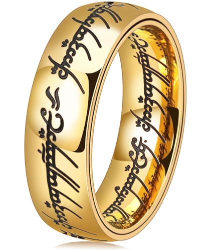 LOCKISSO Spinner Fidget Lord Ring for Men Women for Anxiety Stainless Steel Ring (18K Gold 12)