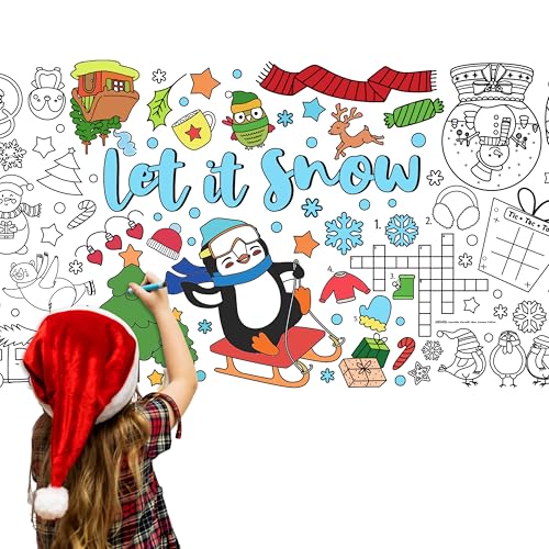 Poster géant à colorier d'hiver - Bannière de jeu et décoration murale 140x60 cm