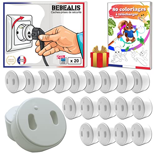 [Pack x20] Cache Prise Bébé Français Amovible [ Sans Clef Ni Adhésif ] - Invention 100% Made In France - Cache-Prise Bebe - Sécurité Domestique Protection Prise Courant Électrique - Puériculture