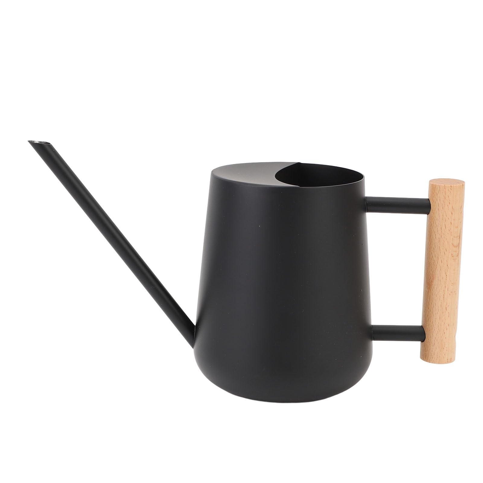 Stainless SteelWatering, Indoor Small Watering Can Long Spout Wood Handle Stainless Steel 16.4cm 465g White Black(Black)