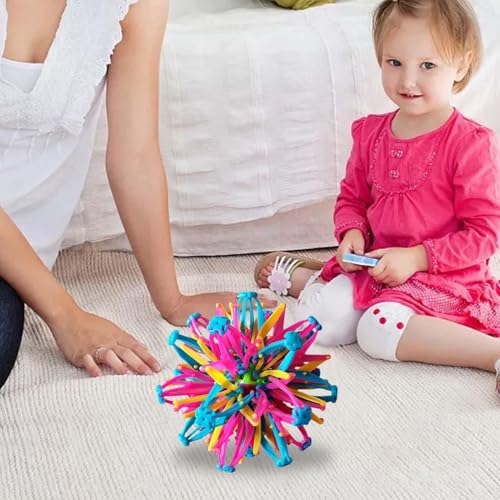28.45 Cm Erweiterbares Ball Spielzeug Mit Licht - Expandable Hand Fangen Atmen Blume Sensorik Hoberman Sphere Spielzeug in Blauer Farbe