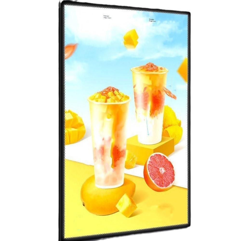 Caja de luz LED publicitaria, tablero de exhibición retroiluminado para pared o techo, soporte para letreros de menú para restaurantes, cines, minoristas, comida para llevar, marco de aluminio 60 x 80