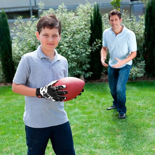 Goporoy Youth Football Gloves for Kids Excellent Grip Football Receiver Gloves, ICY Black Youth XS/S - Thumbnail 6