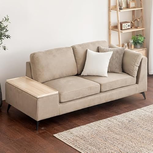 モダンデコ ソファ 2人掛け 【保証1年間】 テーブル付き ファブリック おしゃれ (ラテベージュ)