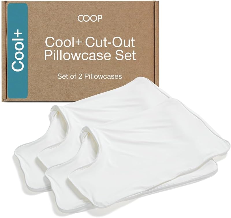 Coop Home Goods Cool+ Funda de almohada recortada tamaño Queen 2 unidades, fundas de almohada refrescantes para almohada Cool+ recortada, fundas de almohada refrescantes ultrasuaves y transpirables con cremallera para personas que duermen calientes
