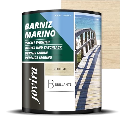 JOVIRA PINTURAS Barniz Marino al Agua. Especial resistencia en ambientes Marinos. (750 Mililitros, Brillante)