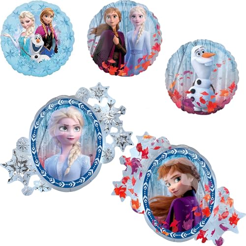 Anagram Frozen Elsa Anna and Olaf Party Supplies 5pc Birthday Balloon Decorations, BQ_4226