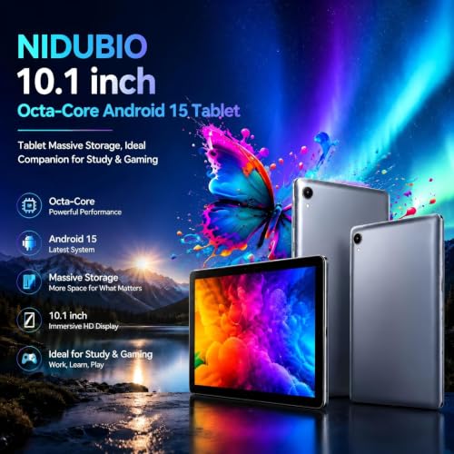 Image of Tablet, Android Tablet 10 inch, 24GB RAM 128GB ROM 1TB Expand, Octa-core Processor, HD IPS Touch Screen, 8H Large Battery, Dual Camera 8MP 5MP, Face Unlock (Gray)