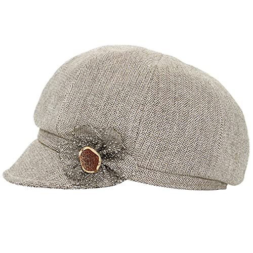 Juiterchy Women Retro Classic Visor Newsboy Cabbie Cap Beret Hats With Flower Buckle For Woman Ladies thumb #3