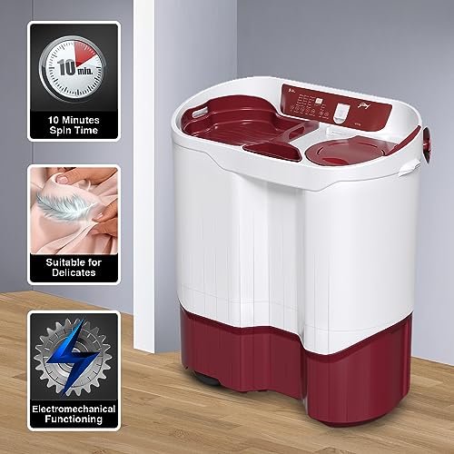 Image of Godrej 9 Kg 5 Star Semi-Automatic Top Load Washing Machine Appliance, More Than 99.99% Disinfection Against Viruses (WSEDGE DIGI 90 5.0 PB2 M WNRD, Wine Red)