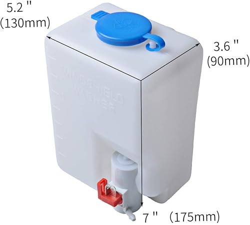 Miniatura 2 de OTUAYAUTO Botella Universal de Lavaparabrisas, Depósito de Fluido de Bomba Lavadora de 12V con Interruptor de Botón de Chorro para Tanque de