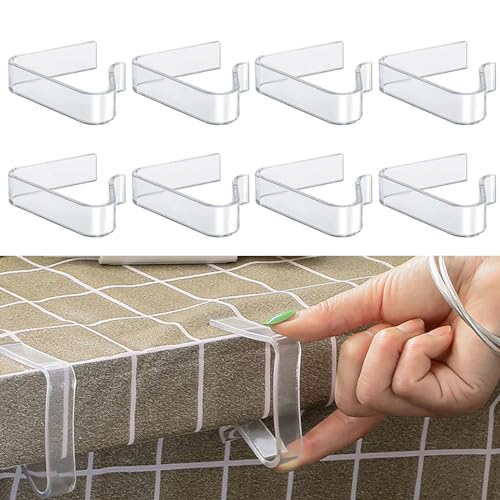 ZSRVAJ 8 Pcs Table Cloth Clip, Tablecloth Clips, Clear Picnic Table Cloth Clips, Windproof Picnic Transparent Table Clips For Christmas Home Wedding Party Restaurants Indoor Outdoor Camping