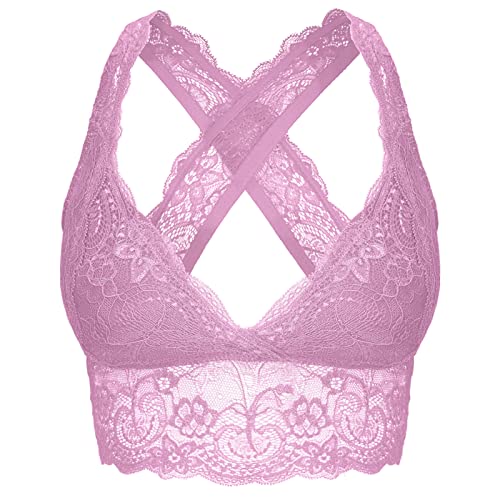 Sujetador de encaje sin aro SHEKINI bralette acolchado con espalda larga y tirantes cruzados L