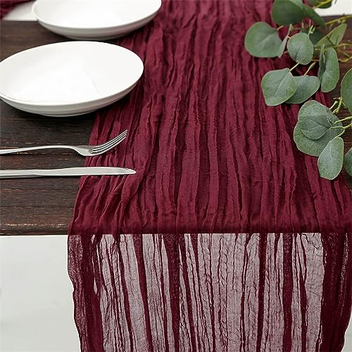 Cheesecloth Table Runner, 70 Inch Soft and Skin-Friendly Semi-Transparent Retro Machine Washable Boho Table Runner,Reusable Natural Pleated Design Cheese Cloth Table Runner for Weddings Thanksgiving - image 5