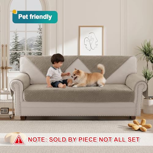 Turquoize Waterproof Couch Cover for Dogs Fuzzy Pet Couch Covers for Sofa Thick Dog Bed Cover Non-Slip Sofa Covers for 3 Cushion Couch Protector Slipcover Pet Friendly (1 PC,Khaki, 36" x 72") by Turquoize - Image 7