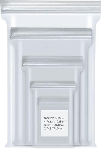 400 bolsas de plástico pequeñas, bolsas de joyería transparentes resellables, bolsas pequeñas, mini bolsas de polietileno resellables, 4 tamaños