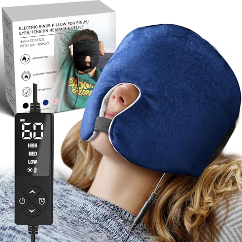 CREATRILL Face Heating Pad for Tension Headaches Dry Eyes Sinus Relief Full-Coverage Heated Face Mask for Sleep Aid and Pressure Relief