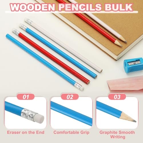 Lápices de Madera Redondos PATIKIL HB, Pack x6 con Borrador miniatura 3