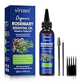Rosemary Essential Oil for Hair Growth, Scalp Massage and Body - 120ml Pure Organic Infusion with Castor Oil, Improves Blood Circulation, Reduces Hair Loss