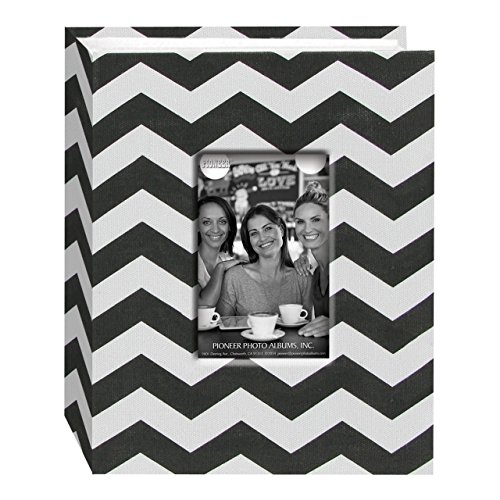 Pioneer Photo Albums CHEV-100 Chevron Fabric Frame Photo Album with 100 Pockets Hold, 4 x 6, Black/White