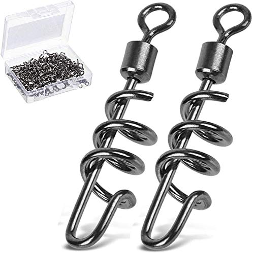 AMYSPORTS Fishing swivels Corkscrew snap swivels Fishing Tackle swivels Saltwater Freshwater Leader Lure jigs line Connector