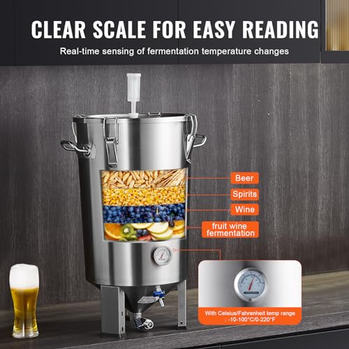 Image of VEVOR Fermentation tank 8 Gallon Stainless Steel Beer Brew Fermentor Brew Bucket Fermentor for Home Brewing with Conical Base Brewing Equipment