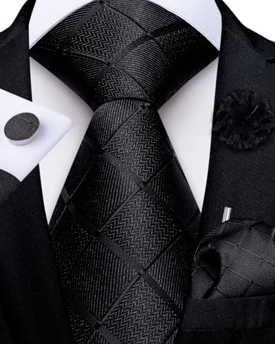 Image of DiBanGu Mens Zipper Tie Silk Pre-Tied Necktie with Gift Box