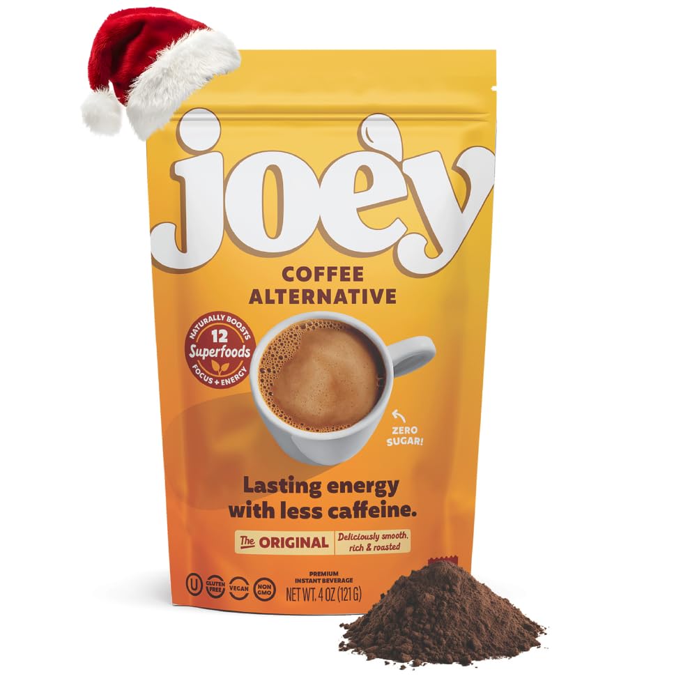 Joey Mushroom Coffee Alternative with Cacao Dandelion Root, and Chicory, Instant Mushroom Coffee Substitute with Superfoods, Vegan Gluten-Free Energy Drink for Focus and Calm, 18 Servings