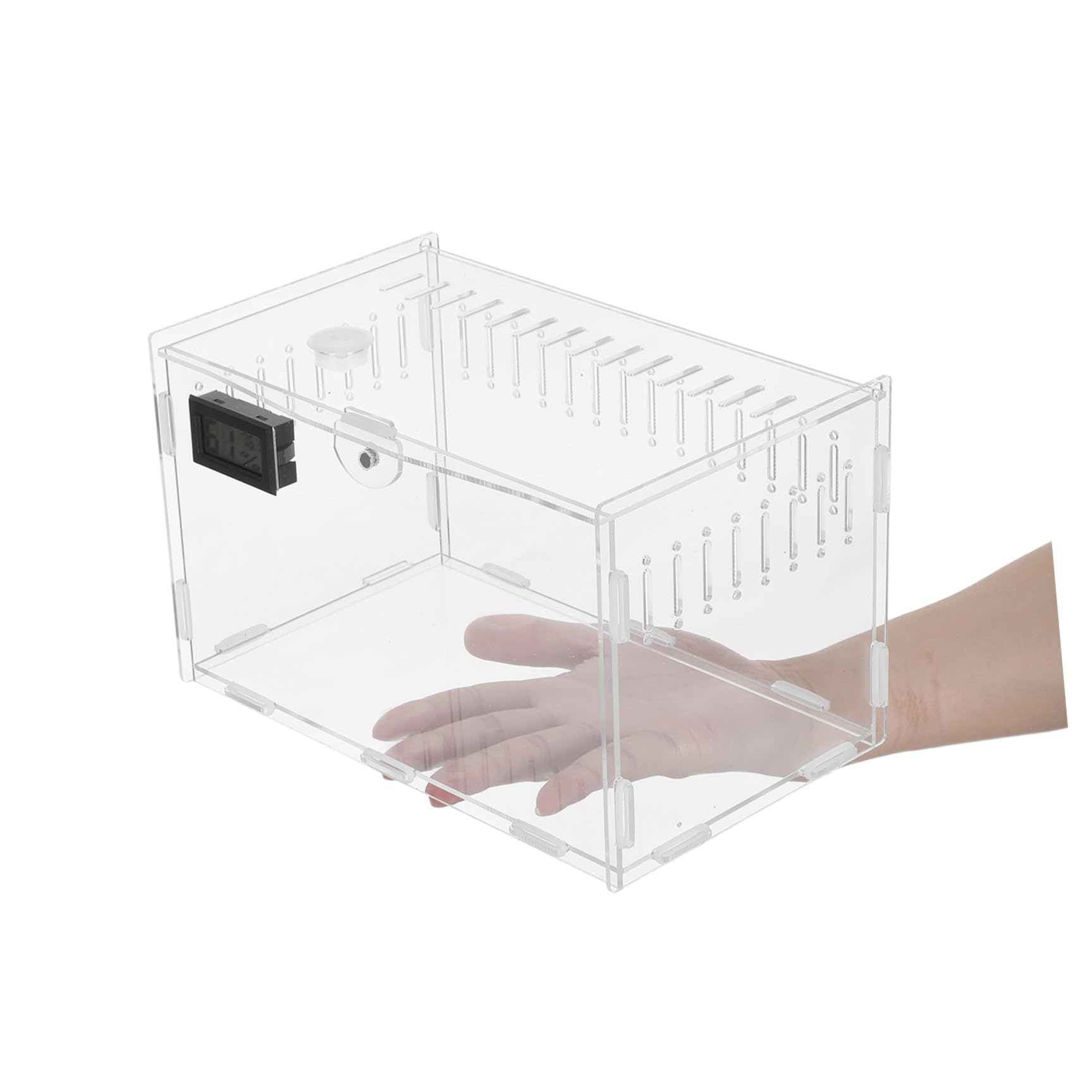 Terrario umidità Rettili e Acrilico in per Trasparente con 360° Igrometro Digitale Termometro per Monitoraggio Temperatura Manutenzione Facile di per Appassionati