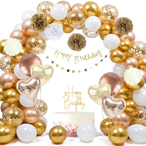 TaoTazon Geburtstagsdeko Fraun, Gold Beige Deko Geburtstag, Happy...