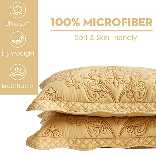 Image of CHIXIN Microfiber Standard Pillow Shams Set of 2 - Decorative Quilted Pillow Covers - Lagoon - Size (20 inch x 26 inch)