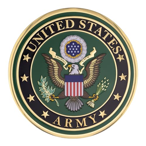 Image of SHOP AWARDS AND GIFTS 2 Inch Round Embossed United States Army Full Color Shield Emblem Medallion, Metal Decal Adhesive Sticker, Peel and Stick Back, Honor Service Member, Veterans, Family, Pack of 1