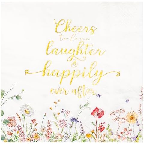Crisky Floral Gold Foil Bridal Shower Napkins Cover