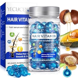 Haarvitaminen Serum Capsules voor Pluizig en Beschadigd Haar, Haarbehandeling Serum met Arganolie, Vitaminen A,C,E Pro VIT. B5 voor Herstel van Droog Haar