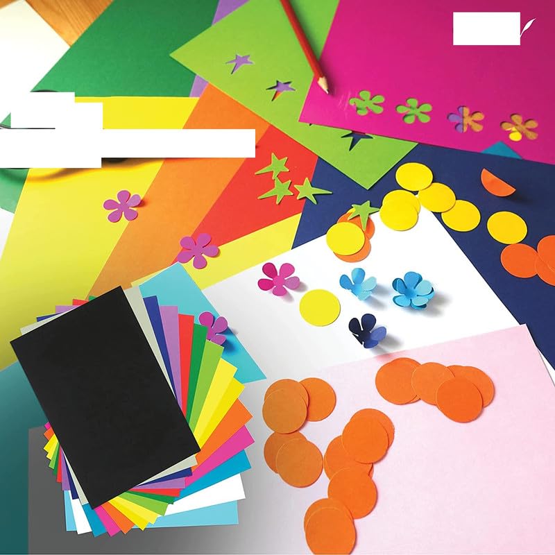 Eclet 40 pcs Color A4 Medium Size Sheets (10 Sheets Each Color) Art and Craft Paper Double Sided Colored set 323