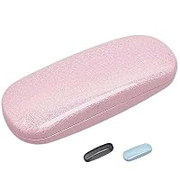 Hard Shell Eyeglasses Case for Women Men,1 Pcs Portable Sunglass Case Lightweight PU Leather Eyeglass Protective Case(Bright Pink)