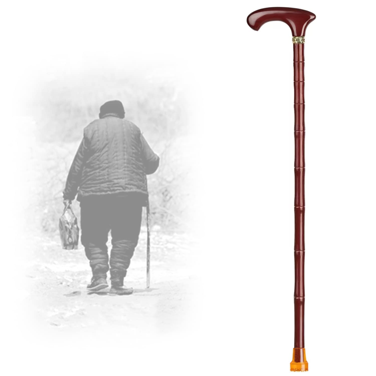 Madera Maciza Bastón, Bastones para Ancianos, Aspecto Clásico Mango Ergonómico para Usuarios Diestros O Zurdos
