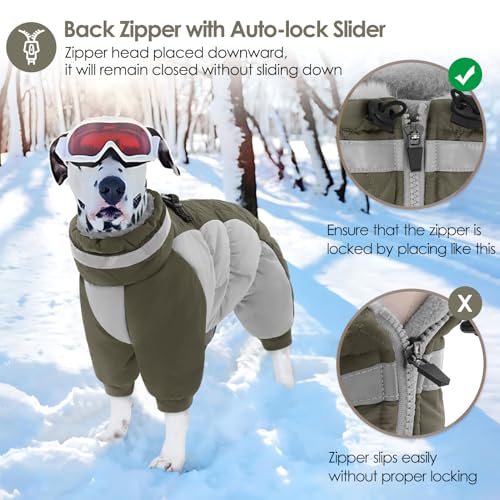 AOFITEE Winteroverall für Hunde - Wasserdichter Hundejacke Große Hunde mit Beinen, Winter Warmer Hundemantel mit Geschirr Gefütterter Hundeoverall, Wintermantel Hund für Deutscher Schäferhund