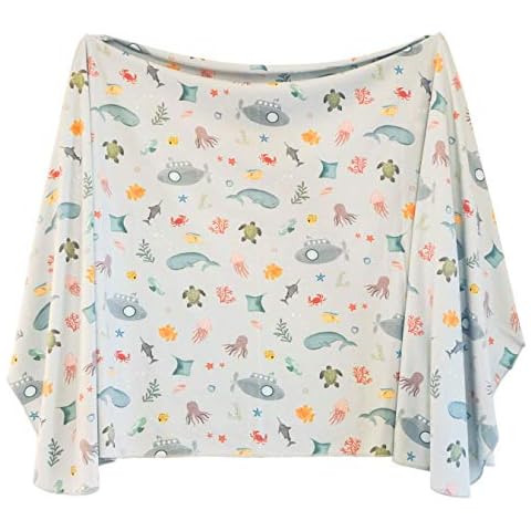 Extra Soft Knit Swaddling Receiving Blanket Underwater Adventure by Village Baby Cover