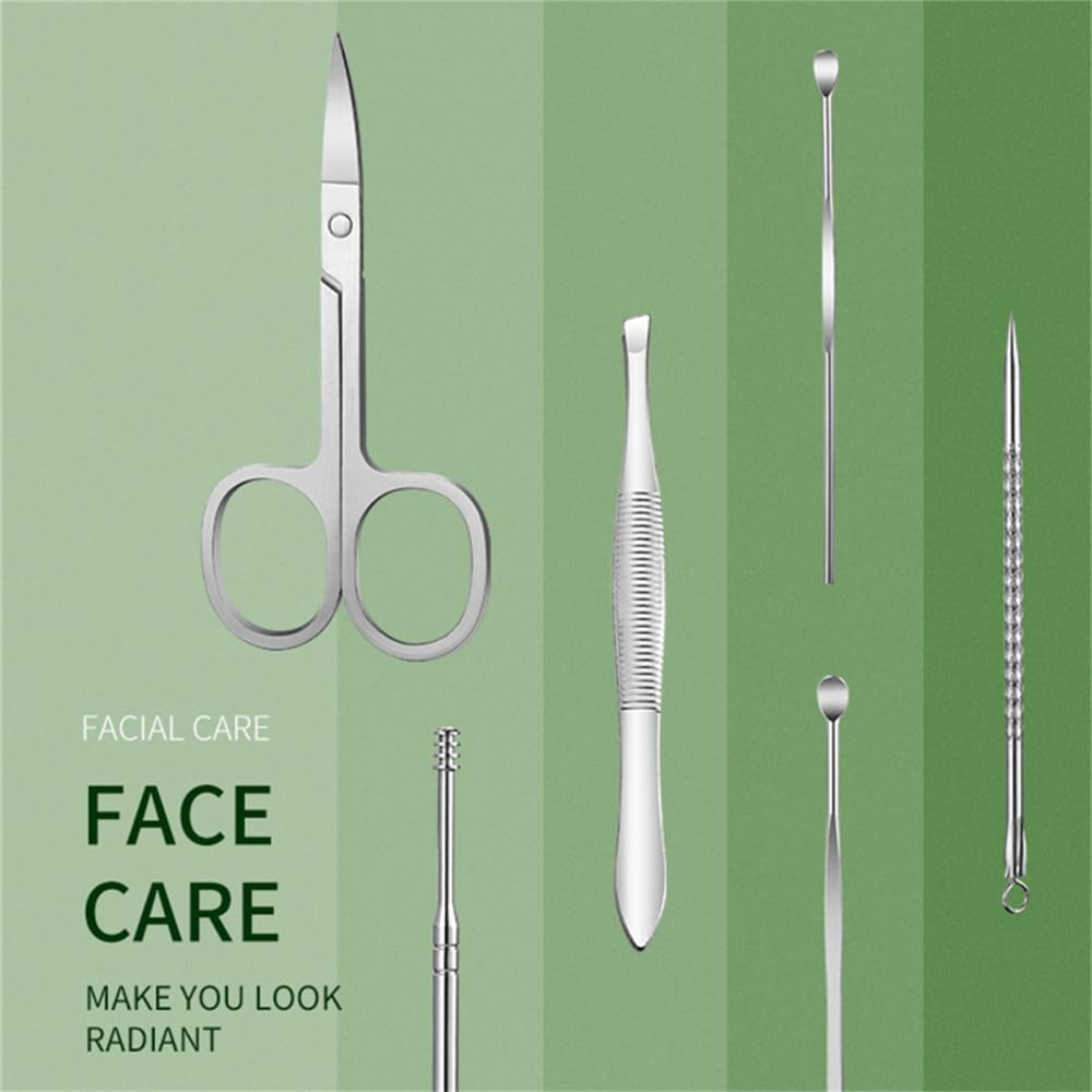 Set per Manicure da 9/16/19 Pezzi, in Acciaio Inox Nero, tagliaunghie, tronchesino per cuticole, Strumento per la Cura della Pedicure, Kit per la Pulizia e la toelettatura, 19 Pezzi (9 Pezzi)